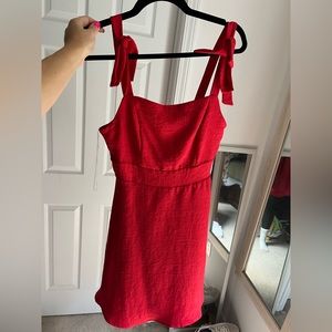 Red dress with bow spaghetti straps